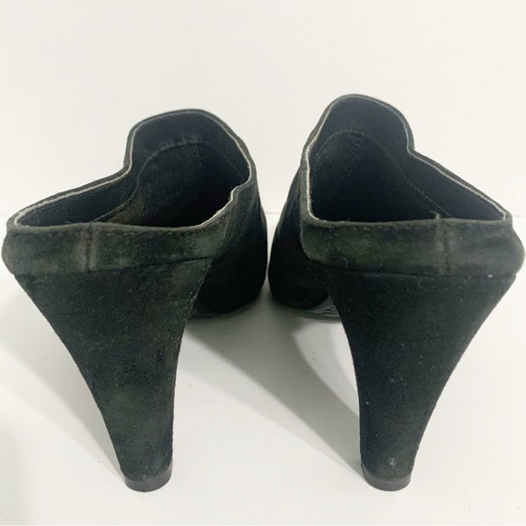 Liz Claiborne Cranberry Black 🖤 Suede Leather High Heel Clogs Mules Slip On - Picture 5 of 9